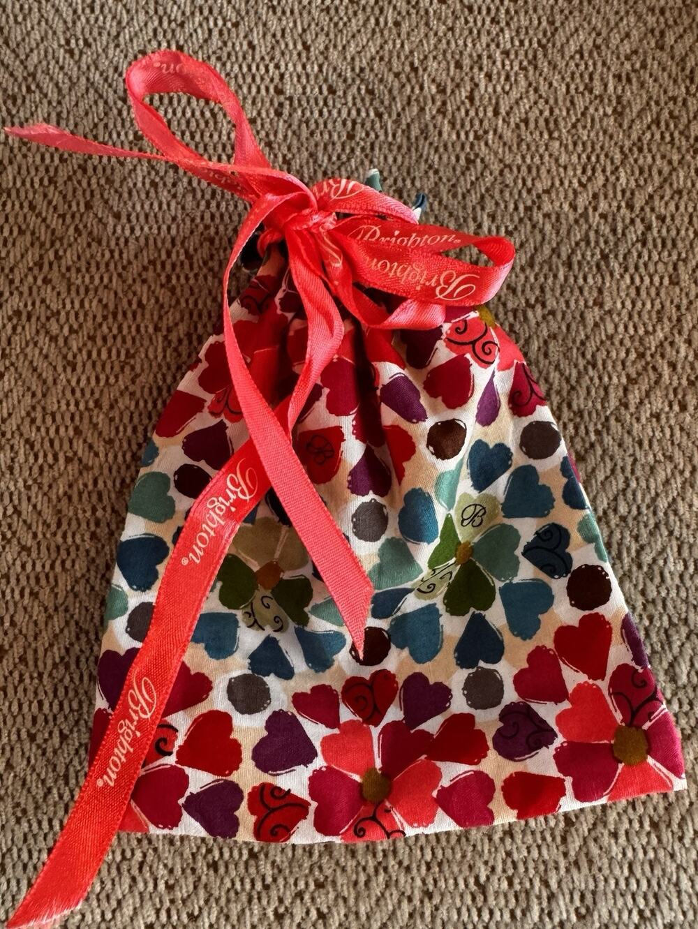 BRIGHTON Jewelry Bag Watercolor Rainbow Hearts